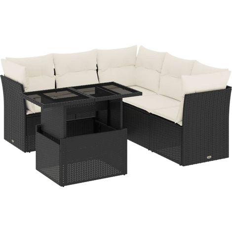 Maison Exclusive - Salon de jardin 6 pcs avec coussins noir résine tressée (1/5)