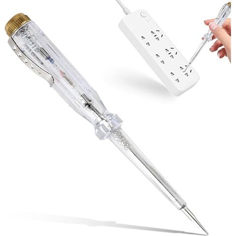 Tournevis Testeur de Tension Transparent, Détecteur de Phase Électrique 100-500V avec Poignée, Embout Plat 70 mm, Outil Sécurité Électricien(1 de 14 cm) (1/5)