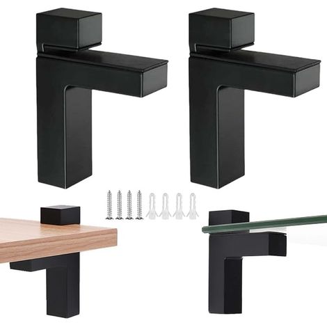 Glass Wall Shelf Brackets, Adjustable Glass Clamp Wall Mount, Floating Shelf Brackets, Bracket for Glass and Wooden Shelf, 3-28 mm, Zinc Alloy, Black (1/5)