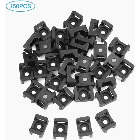 Vtizikl Lot de 150 supports de serre-câbles noirs, base pour serre-câbles, 23 mm x 16 mm (1/4)