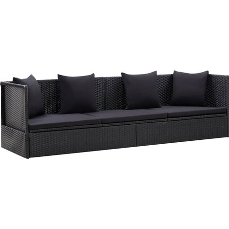 Vidaxl – Canapé de jardin en résine tressée – 2 places – Coussin épais 5cm – Housses amovibles et lavables – Ajustable 7 positions