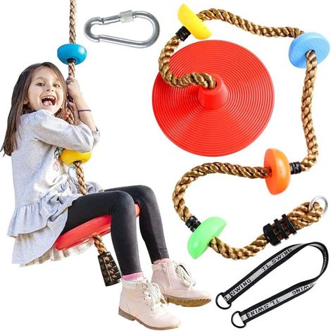 Kletterschaukel, Kunststoff-Scheibenschaukel, Kinder-Kletterschaukel, Kinder-Gartenschaukel, Schaukelsitz (rot) (1/4)