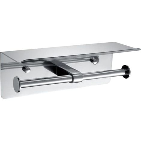 Porte-papier toilette double avec étagère, en acier inoxydable 304, (1/5)