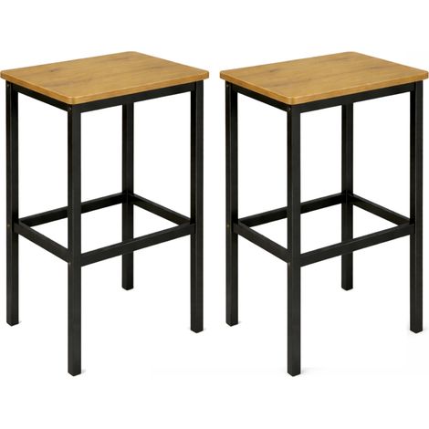 Taburete de roble nudoso, taburete de bar de cocina, juego de 2, 40x30x65 cm, I Begryf
