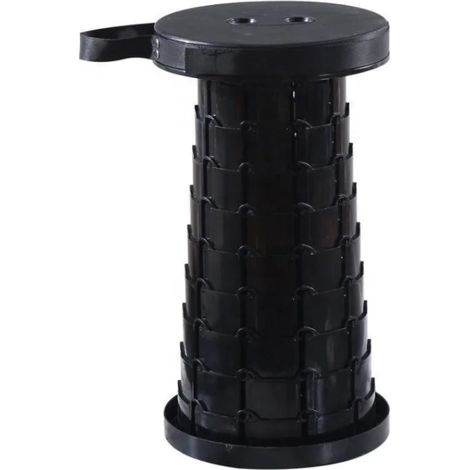 Herzberg HG-04050: Silla de exterior plegable telescópica ajustable - Negro
