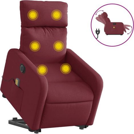 Fauteuil de massage électrique inclinable, tissu bordeaux (1/5)