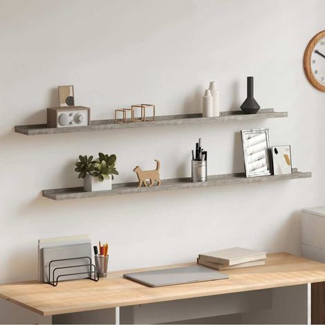 326703 vidaXL Wall Shelves 2 pcs Concrete Grey 115x9x3 cm (1/5)