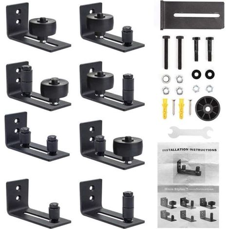 Guide de sol réglable pour porte de grange – Kit mural avec rouleaux, 8 configurations possibles, acier galvanisé, fixation facile (1/5)