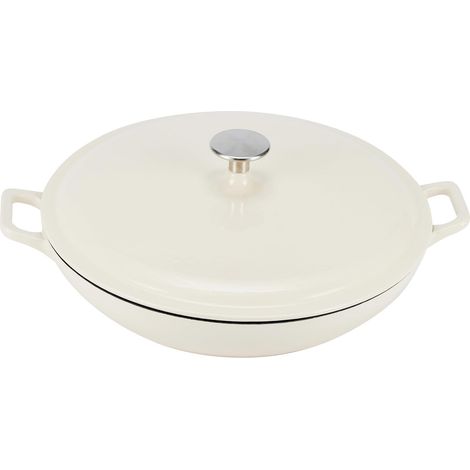 Sauteuse en fonte Ronde émaillée avec couvercle, 3.1 L,Blanc (1/5)