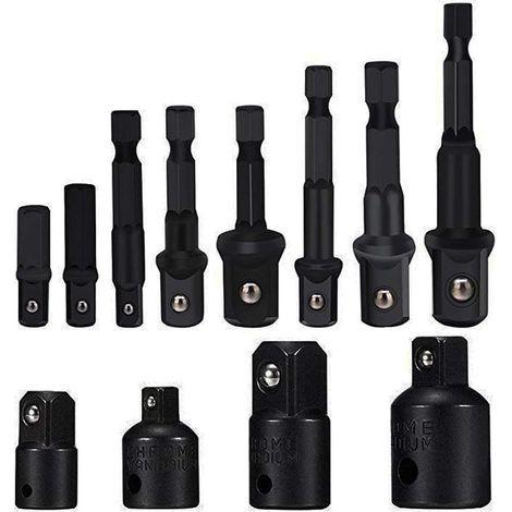 Socket Adaptor Converter Set Clé d'écrou de forets à queue hexagonale 8 pièces socket Extension Adaptateur Bit Set Lot de 4 Adaptateurs Réducteurs Pour Clés à Rochet/Clé à Douille (1/5)