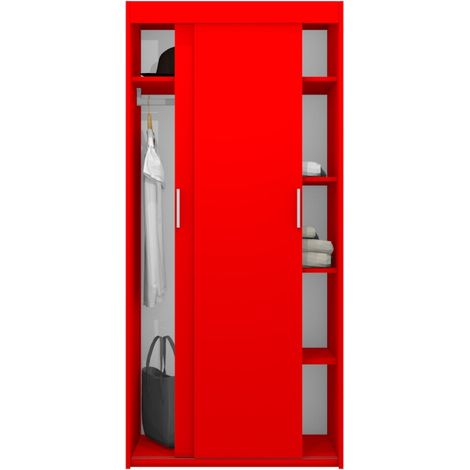 Armadio con ante scorrevoli e divisorio - Organizzazione perfetta per la tua cameretta - Rosso