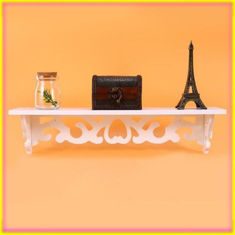 keenso étagère de salon Étagère Murale Flottante Blanche avec Caractéristiques Sculptées et Percées, étagère piscine gazon (1/5)