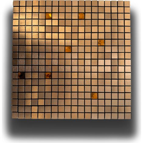 TOP Piastrella autoadesiva in vero alluminio con inserti in Vetro 30x30cm (sp. 3mm) color RAME