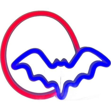 Lanterne Halloween Lune et Chauve-souris LED USB Piles Néon Décor Mural Salon Bar Fête Cadeau Enfant (1/5)