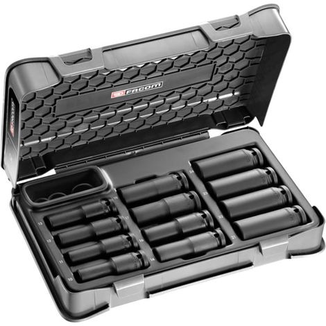 Coffret cliquet et douilles 1/2" – 12 douilles longues 1/2" de 11 à 24 mm – Pour travaux mécaniques exigeants – Facom (1/2)