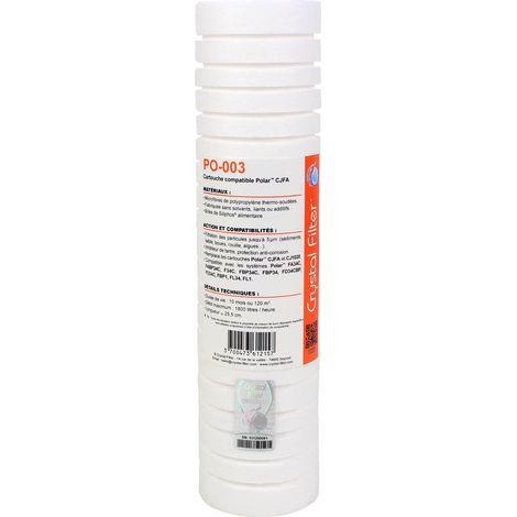 Crystal Filter – Cartouche filtrante PO-003 anti-tartre et anti-rouille – Compatible Polar CJFA et CJ1020 – Filtration 5 microns – 1800 l/h max. (1/4)