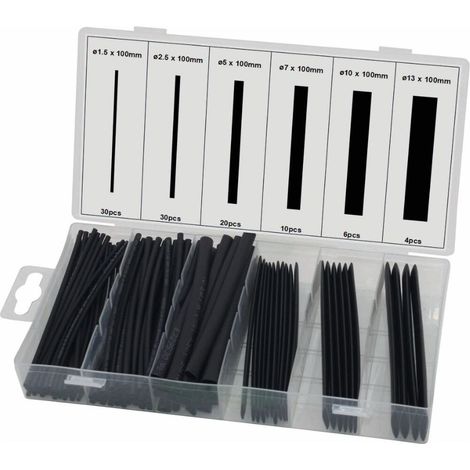 Assortiment de 100 gaines thermoretractables 100mm noires retreint 2:1