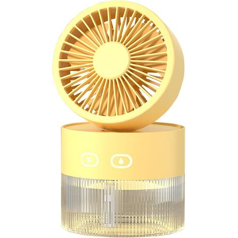 Petit ventilateur ultra-silencieux, inclinaison réglable à 120°, ventilateur de bureau portable, mini ventilateur oscillant, circulateur d'air pour toute la pièce (Jaune) (1/5)