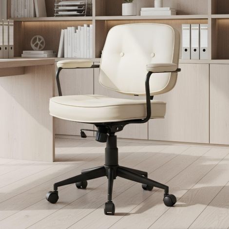 Wahson Office Chair in PU Leather Swivel Computer Chair Height Adjustable Modern Ergonomic Desk Chair for Home Office, White (1/5)