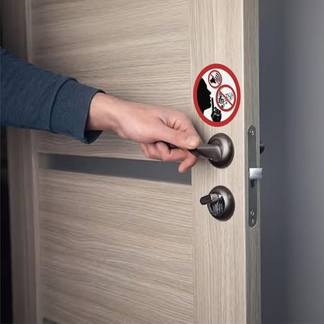 Warning Stickers, Silence, No Noise, Quiet Zone, Round Stickers, 9.5 cm (1/3)