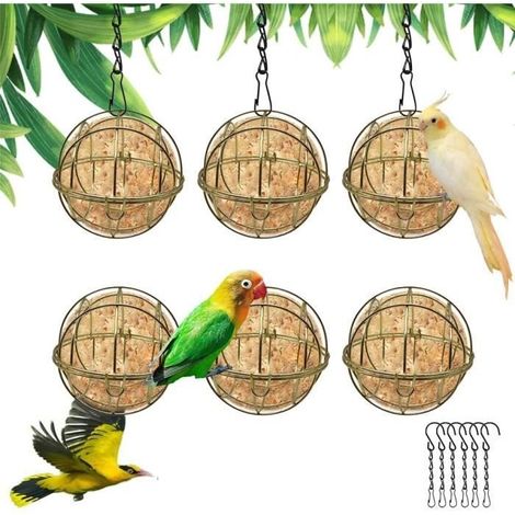 Wildvogelfutterhäuser, 6er-Set hängende Ball-Vogelfutterhäuser, Fettballhalter-Vogelfutterhäuser (1/4)