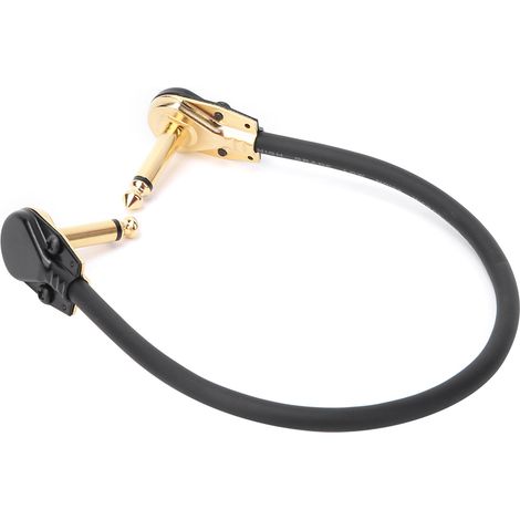 Câble pour pédale de guitare, noir, doré, fiche coudée à droite, accessoire pour instrument de musique, longueur 33 cm (1/5)