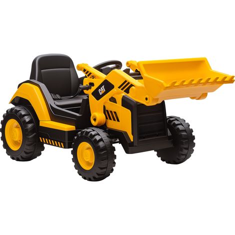 Ruspa Elettrica per Bambini 3-6 Anni Marchio Ufficiale Caterpillar 12V con Telecomando, Giallo