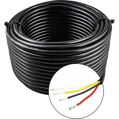 Electric Cable 20AWG 4x0.5mm² 20 m 4 Wires Tinned Copper Flexible PVC Low Voltage 5V/12V/24V LED Strips, Power Supply, Garden and Renovation (1/5)