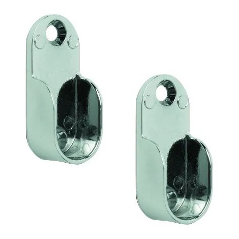 Supporto terminale per tubo ovale dell'armadio, 30x15mm, cromo, 2 pezzi