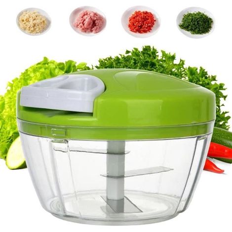 Hachoir Manuel Mini Broyeur Lames Inox Fruits Légumes Viandes 13x10cm (1/3)