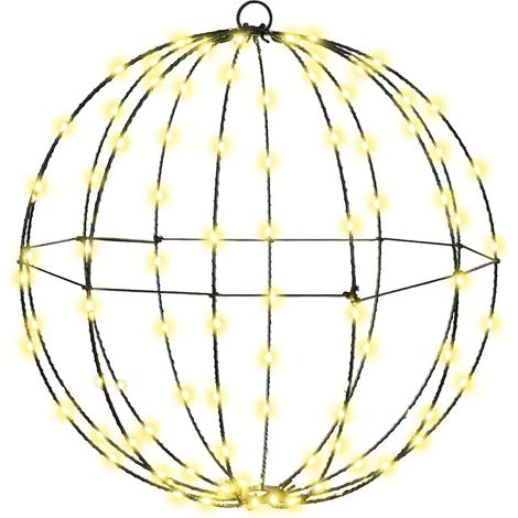 Boule Lumineuse de Noël Suspension 120 LED 8 Modes Métal Pliable Blanc Chaud 40 x 40 x 42 cm (1/5)