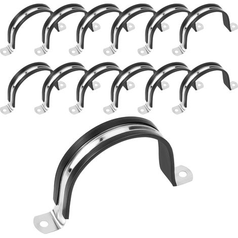 Colliers de Serrage en U 40mm Collier de Serrage en Acier Inoxydable 304 avec Coussin en Caoutchouc Colliers de Fixation pour Tuyaux 12 Pièces (1/3)