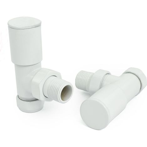 West Milan Angled Radiator Valves Pair - White (1/3)