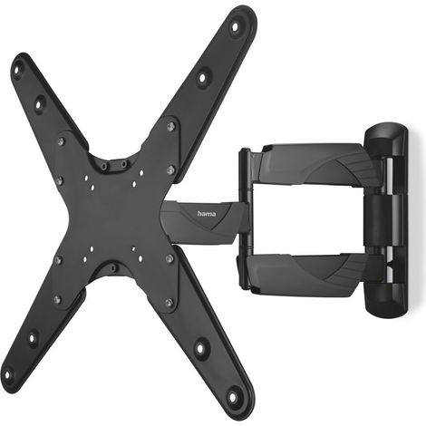 Support Mural TV Inclinable Pivotant Extensible (TV 32 à 65 Pouces, VESA jusqu'à 400 x 400, 180°, 3 articulations, Support Extensible, Cache Cables, Chevilles) Noir (1/5)