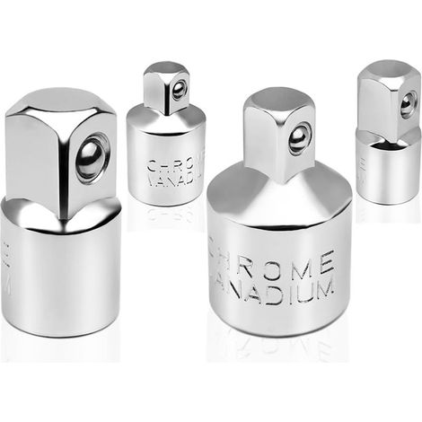 4pcs Adaptateur à Clique Jeu d'adaptateurs Adaptateur à douille Cliquet 1/2" à 3/8",3/8" à 1/2",1/4 "à 3/8",3/8"à 1/4" Adaptateurs Réducteurs Pour Douilles et Embouts (1/5)