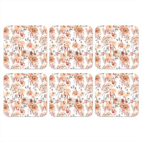 DESSOUS DE VERRE Fleurs - Bohème - Motif Lot de 6 10x10 (1/5)