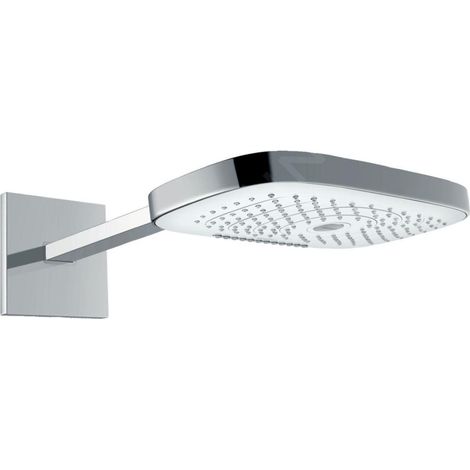 Hansgrohe Raindance Select E - Douche de tête, 300 mm, 3 jets, bras de douche 390 mm, blanc/chrome 26468400 (1/5)