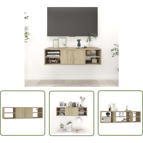 The Living Store Wandregal Sonoma-Eiche 102x30x29 cm Holzwerkstoff - Wandregal - Regal - Holzregal - Aufbewahrungssystem - Wohnraumorganisation (1/5)