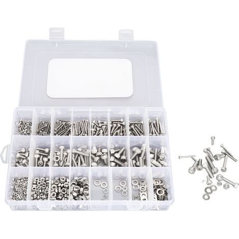 880 Pièces M2 M3 M4 M5 Vis écrous Rondelles, Kit de Vis à Tête Cylindrique Kit de Vis en Acier Inoxydable (1/5)