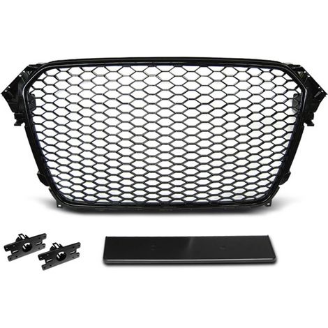 Calandre pour Audi A4 B8 de 11/2011 a 2015 look Sport Noir brillant-27318043 (1/3)