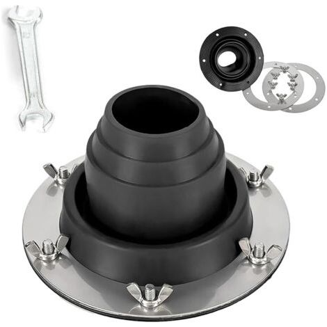 Passe-tuyau de poêle pour tente, four de tente Hot Tent Stove Jack en silicone résistant à la chaleur et base en acier inoxydable, manchon de toit pour réchaud de camping (1/5)