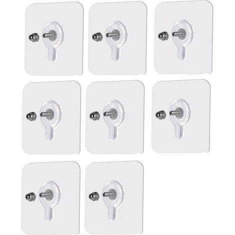 Vis de fixation murale auto-adhésives, lot de 8, transparentes