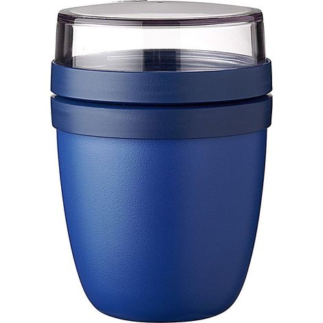 bol muesli a emporter - Mini - Pratique comme Pot de Yaourt et de Muesli - Compartiments Séparés - Convient au Congélateur, au Micro-ondes et au Lave-vaisselle - 300 ml + 120 - Vivid blue (1/5)