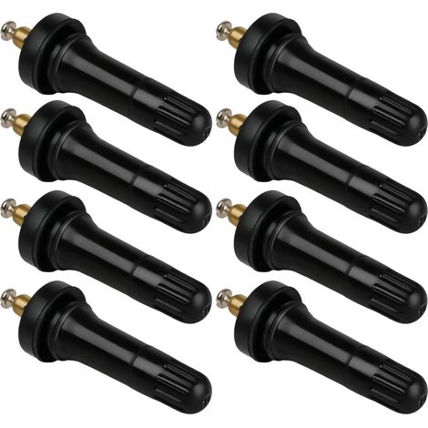 Valve TPMS, 8 Pcs Tige de Valve Caoutchouc pour Voiture, Capteur de Pression Pneu avec Vis Auto-Taraudantes, Accessoire TPMS Compatible pour Voiture, Vélo et Moto, Noir (1/5)