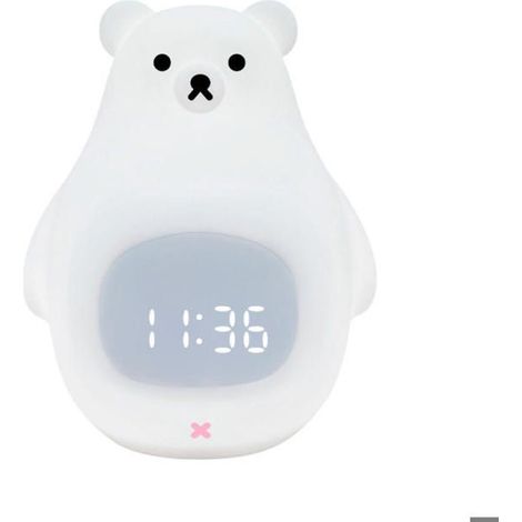 Réveil enfant avec veilleuse ours polaire, lampe de chevet tactile avec minuterie et fonction snooze (1/4)