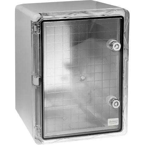 Coffret mural haute-résistance boîtier 500 x 400 x 240 - Porte transparente / Serrure triangle / Plaque / IP65 / ABS (1/5)