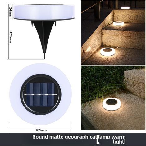 Solarleuchte für den Außenbereich, geeignet für Rasen, Garten oder Hof, LED-Solarleuchte für den Bodeneinbau (runde Solarleuchte mit Nebeleffekt, warmes Licht, Solarleuchte für den Bodeneinbau) (1/5)