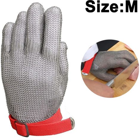 Sicherheitshandschuh, schnittfest, durchstichfest, widerstandsfähig, Edelstahl 304L, Garn, Jagd-, Angel-, Metzgerhandschuh, strapazierfähig, Baumwolle, Hochleistungshandschuh