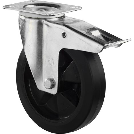 BS Rollen Lenkrolle mit Totalfeststeller und Anschraubplatte Vollgummi 100 mm 140 kg - L420.B60.100 (1/5)