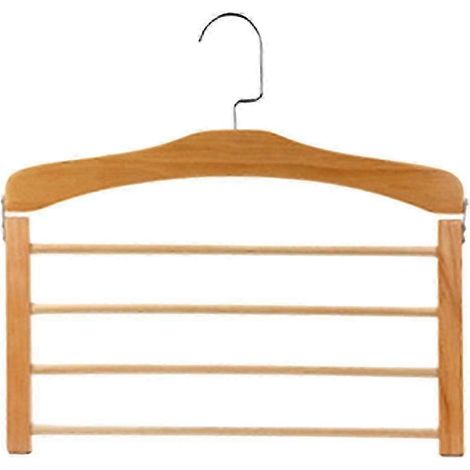 4-stöckiger Hosenaufhänger aus Holz zur Aufbewahrung und Organisation im Kleiderschrank-Light Brown (1/5)